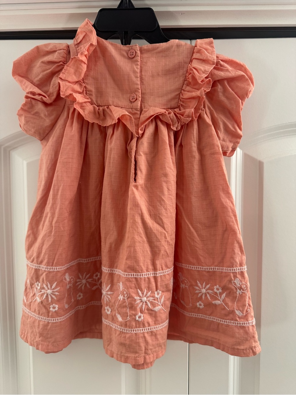 Peter Rabbit M&S Coral Ruffle Embroidered Dress - Picture 2 of 4